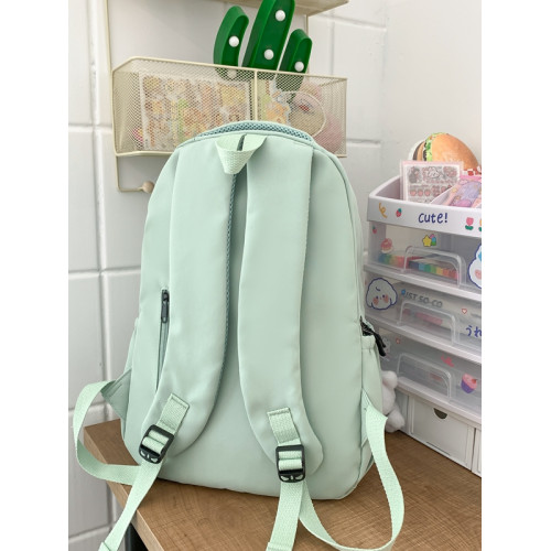 簡約百搭ins校園風雙肩包女 純色大容量高中學生書包旅行電腦後後背包