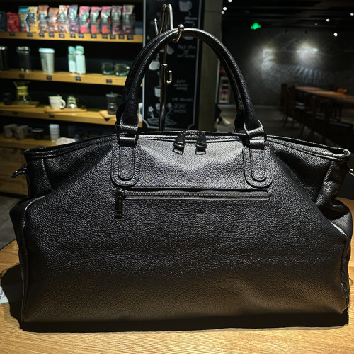 HANKESDUN頭層牛皮手提旅行包商務單肩斜後後背包出差包短途登機包