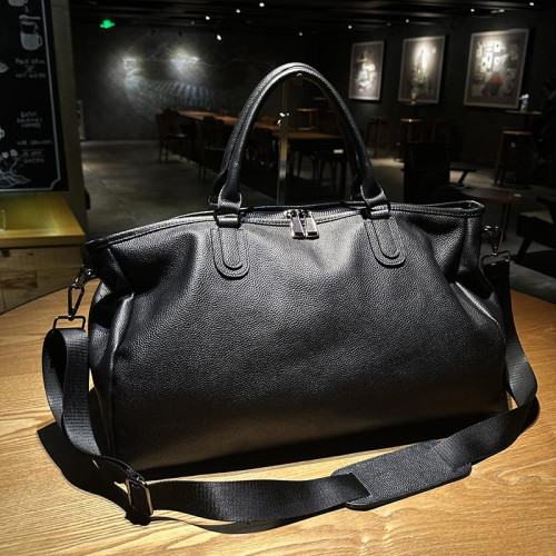 HANKESDUN頭層牛皮手提旅行包商務單肩斜後後背包出差包短途登機包