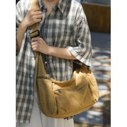 日系慵懶風帆布包包女2025秋冬新款通勤單肩托特包男文藝生斜後後背包