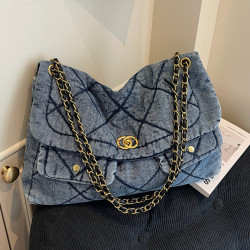 小香風牛仔布菱格鏈條單肩女百搭流浪包2026春季新款小方包歐美風