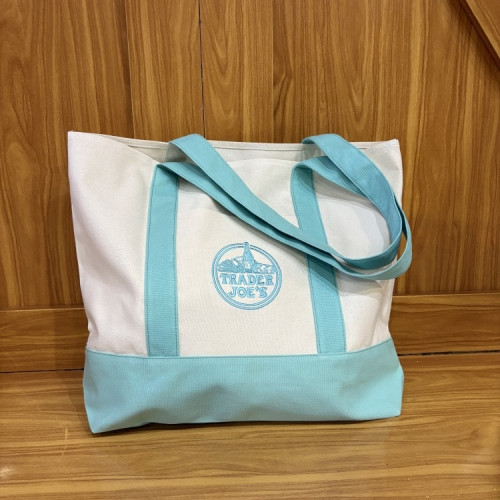 美國Trader Joe's缺德舅拼色大容量購物袋帆布袋手提單肩托特包