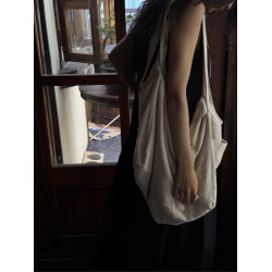 日系感日雜感雨露麻亞麻慵懶風垂墜感隨意好搭配單肩斜背大容量包