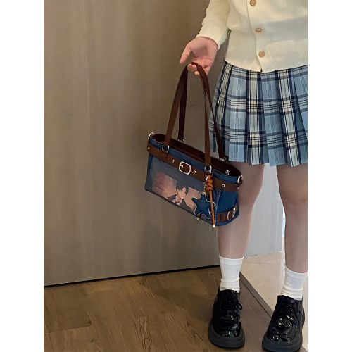 錢一波痛包|牛仔藍棕拼色小食量追星演唱會藏支架單肩腋下包斜背 錢一波痛包|牛仔藍棕拼色小食量追星演唱會藏支架單肩腋下包斜背