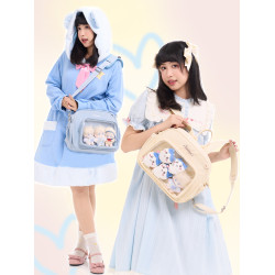 AORDA 日系原創簡約小食量二次元粉色痛包斜背雙肩包吧唧穀子娃包