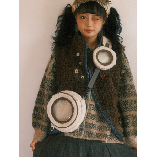 nullbag原創2025秋冬毛絨包痛包10cm娃娃可愛多用羊羔毛毛斜後後背包