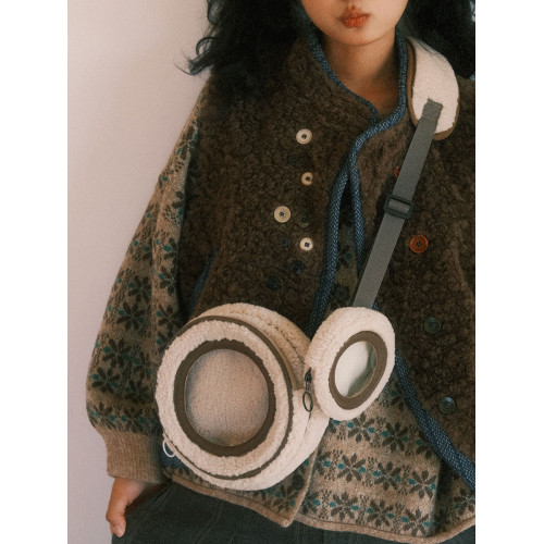 nullbag原創2025秋冬毛絨包痛包10cm娃娃可愛多用羊羔毛毛斜後後背包