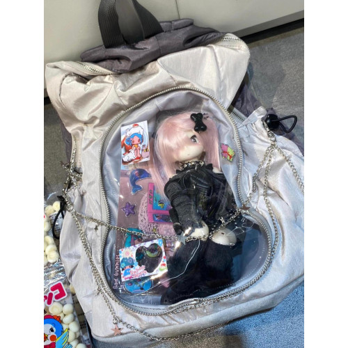 透明飲下閃電亞文化雙肩包書包休閒旅行學生穀娃包大容量吧唧痛包