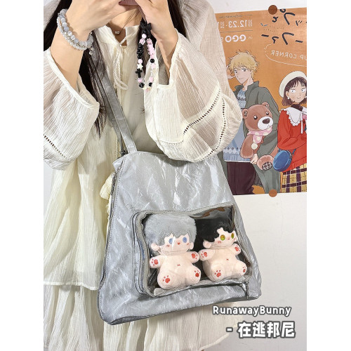 在逃邦尼二次元水波紋大容量3way痛包單肩斜背雙肩包10cm15cm娃包