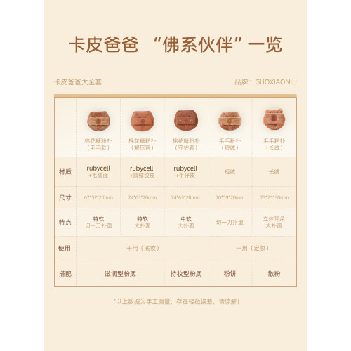 郭小妞卡皮爸爸粉撲套組棉花糖粉底液粉底液上妝散粉定妝美妝工具