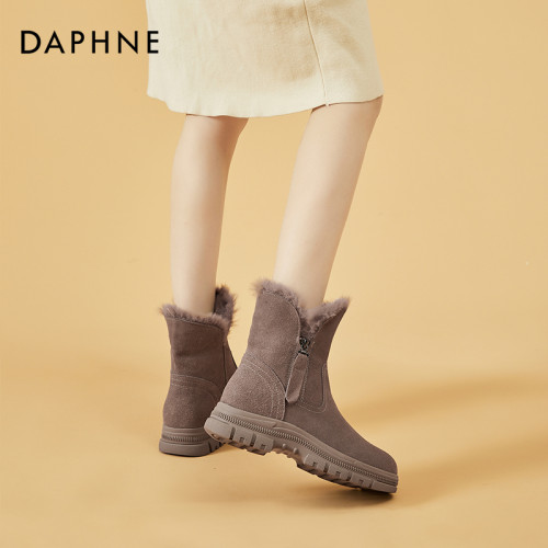 達芙妮雪地靴女款春季女鞋厚底加絨加厚2026新款保暖防滑東北棉鞋