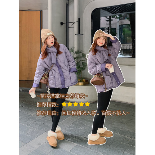 莫拉塔塔茨特厚底低幫雪地靴女羊皮毛一體冬棉鞋一腳蹬短筒麵包鞋