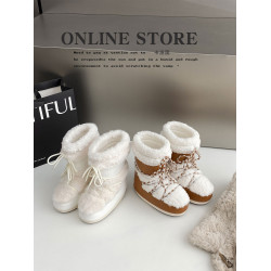 真皮內增高雪地靴女厚底月亮靴冬季新款防滑毛毛靴加絨加厚中筒靴