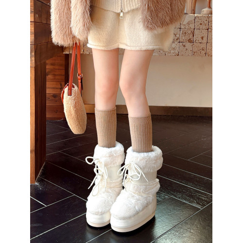 真皮內增高雪地靴女厚底月亮靴冬季新款防滑毛毛靴加絨加厚中筒靴 真皮內增高雪地靴女厚底月亮靴冬季新款防滑毛毛靴加絨加厚中筒靴