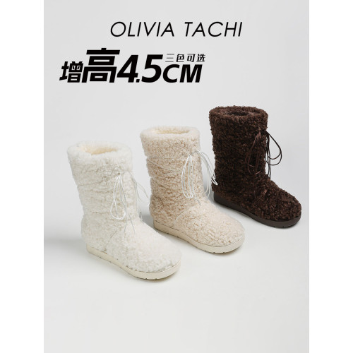 葉舒華同款白色雪地靴女款春夏棉靴厚底毛毛靴東北毛毛鞋保暖棉鞋