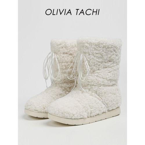 葉舒華同款白色雪地靴女款春夏棉靴厚底毛毛靴東北毛毛鞋保暖棉鞋