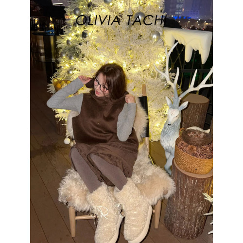 葉舒華同款白色雪地靴女款春夏棉靴厚底毛毛靴東北毛毛鞋保暖棉鞋