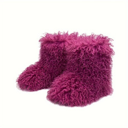 毛毛長筒靴gal系可愛仿貉子狐狸25cm高筒澁穀辣妹y2k歐美雪地靴