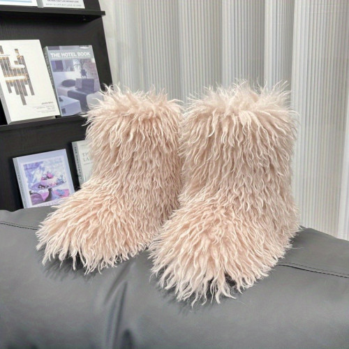 毛毛長筒靴gal系可愛仿貉子狐狸25cm高筒澁穀辣妹y2k歐美雪地靴 毛毛長筒靴gal系可愛仿貉子狐狸25cm高筒澁穀辣妹y2k歐美雪地靴