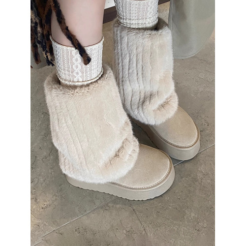 厚底雪地靴女2026新款冬季加絨加厚毛茸茸毛毛棉鞋東北中筒褲琯靴