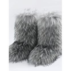 y2k毛毛靴子2025新款冬季女棉鞋毛茸厚底毛絨加絨加厚外穿雪地靴