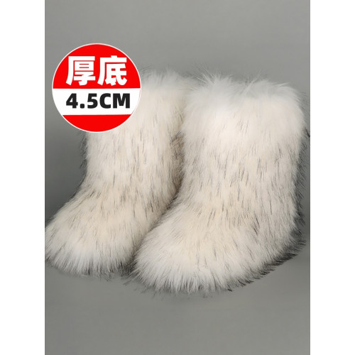 y2k毛毛靴子2025新款冬季女棉鞋毛茸厚底毛絨加絨加厚外穿雪地靴