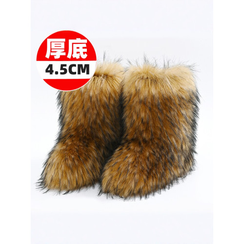 y2k毛毛靴子2025新款冬季女棉鞋毛茸厚底毛絨加絨加厚外穿雪地靴