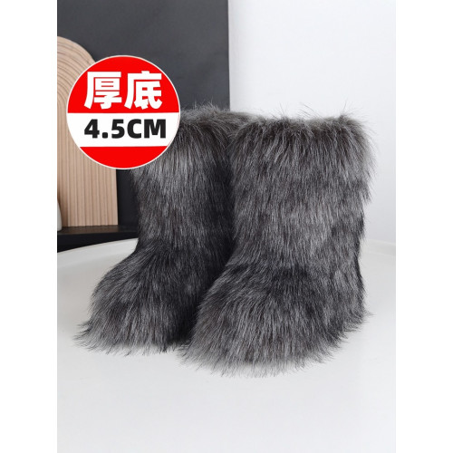 y2k毛毛靴子2025新款冬季女棉鞋毛茸厚底毛絨加絨加厚外穿雪地靴