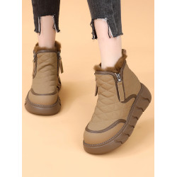 桑坡村雪地靴女款2025新款冬季加絨厚底短筒棉鞋皮毛一體保暖女鞋