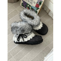 春日商店千禧風毛毛雪地靴女款2025新款冬季加絨加厚棉鞋厚底短靴