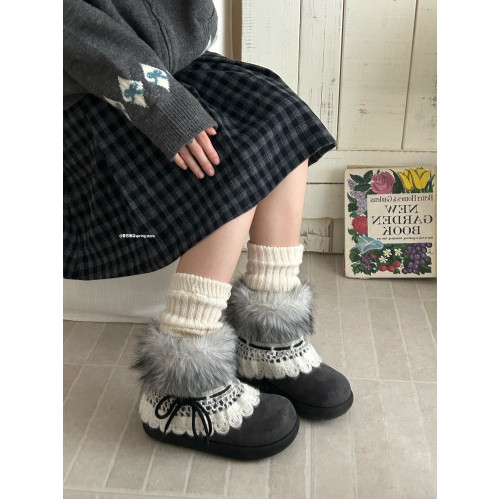 春日商店千禧風毛毛雪地靴女款2025新款冬季加絨加厚棉鞋厚底短靴