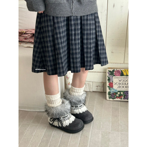 春日商店千禧風毛毛雪地靴女款2025新款冬季加絨加厚棉鞋厚底短靴