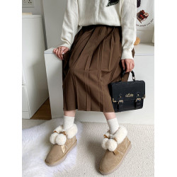 雪地靴女冬2025年新款可愛加絨加厚一腳蹬保暖麵包鞋白色學生棉鞋