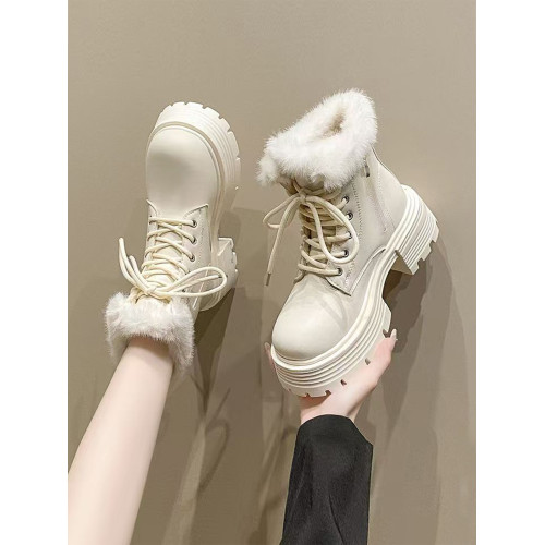 增高防滑雪地靴女2026新款秋冬季加絨短靴加厚保暖棉鞋厚底馬丁靴