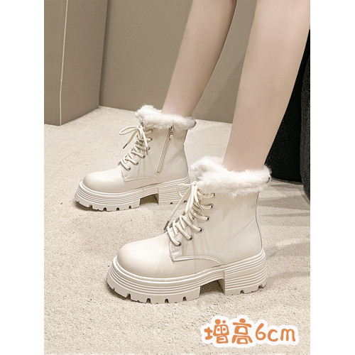 增高防滑雪地靴女2026新款秋冬季加絨短靴加厚保暖棉鞋厚底馬丁靴