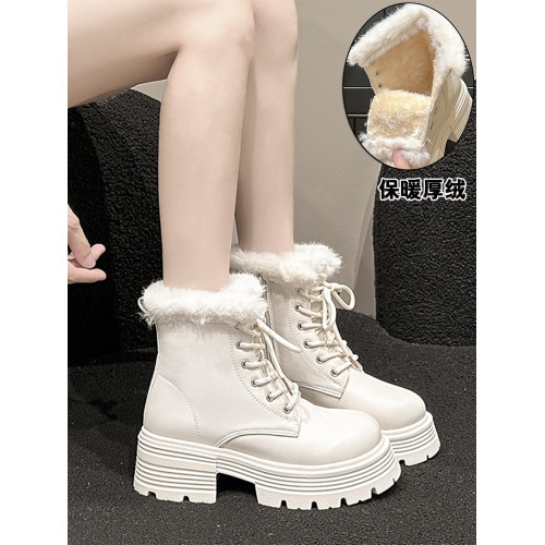 增高防滑雪地靴女2026新款秋冬季加絨短靴加厚保暖棉鞋厚底馬丁靴