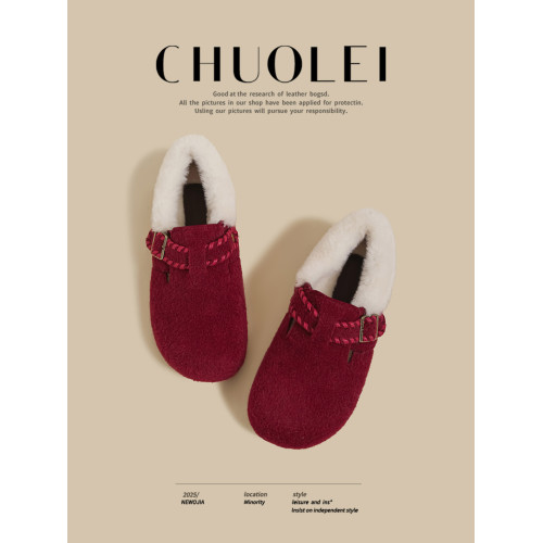 春季新款超火厚底加厚毛毛鞋女紅色加絨一字帶勃肯棉鞋保暖雪地靴 春季新款超火厚底加厚毛毛鞋女紅色加絨一字帶勃肯棉鞋保暖雪地靴