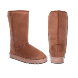 秋冬季磨砂中高筒長筒加絨長靴平跟平底雪地女靴子經典大碼41棉鞋