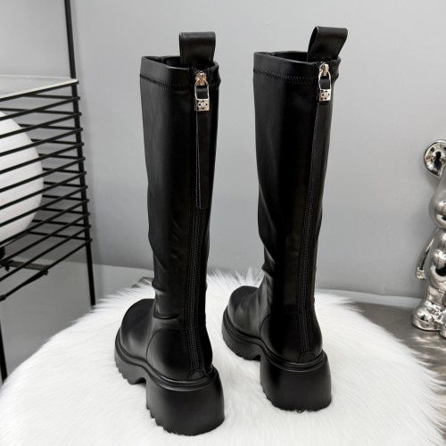 長筒靴女小個子不過膝長靴2025新款高跟7cm靴子秋冬加絨騎士靴