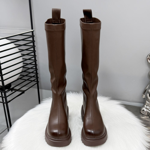 長筒靴女小個子不過膝長靴2025新款高跟7cm靴子秋冬加絨騎士靴