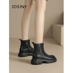 卓詩尼菸筒靴女秋冬季短靴英倫風顯瘦瘦靴百搭復古時裝靴小短靴女