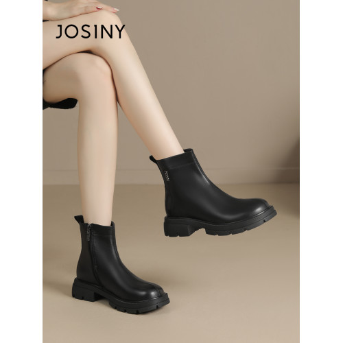 卓詩尼菸筒靴女秋冬季短靴英倫風顯瘦瘦靴百搭復古時裝靴小短靴女