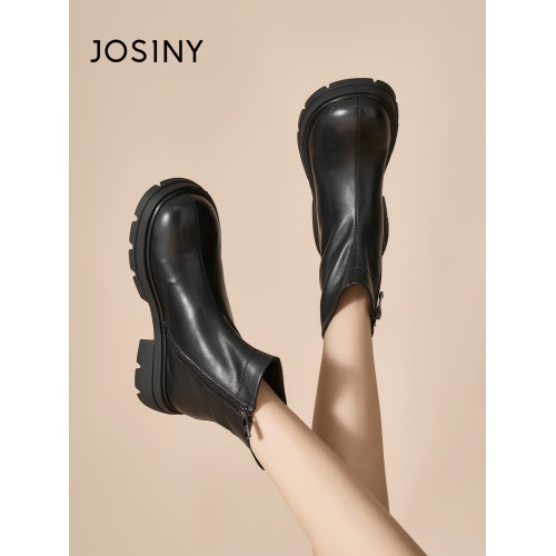 卓詩尼菸筒靴女秋冬季短靴英倫風顯瘦瘦靴百搭復古時裝靴小短靴女