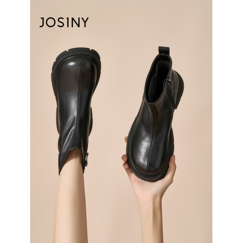 卓詩尼菸筒靴女秋冬季短靴英倫風顯瘦瘦靴百搭復古時裝靴小短靴女