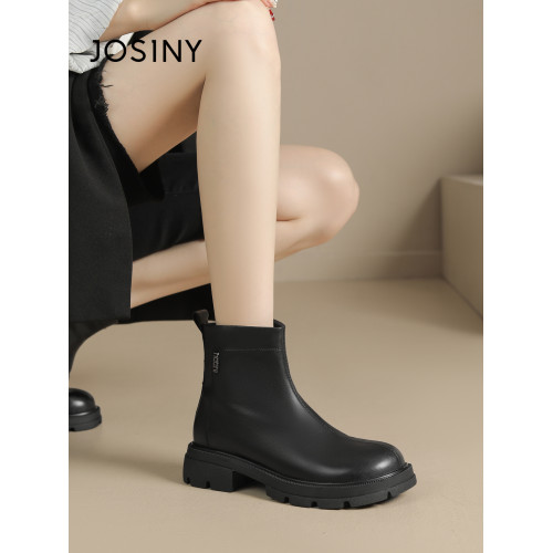 卓詩尼菸筒靴女秋冬季短靴英倫風顯瘦瘦靴百搭復古時裝靴小短靴女