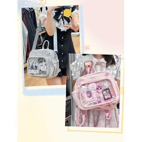 AORDA 原創二次元單肩斜背日常粉色痛包雙肩小食量吧唧包穀子娃包