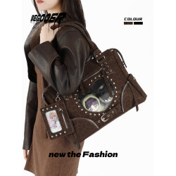 BEGOOER小衆機車引擎痛大容量豹紋托特包日常娃包復古單肩斜後後背包