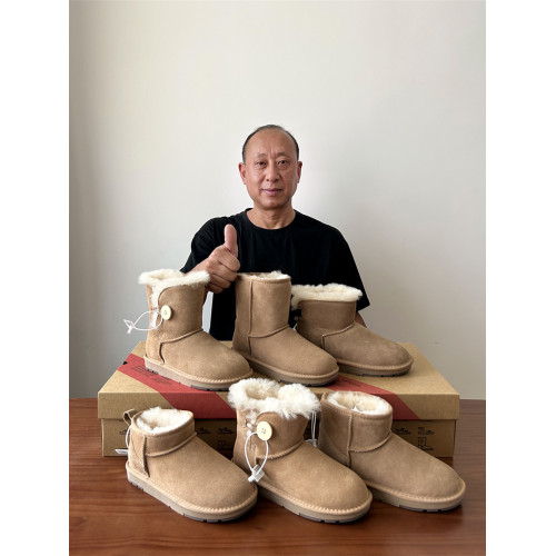 河南桑坡丁大叔羊皮毛一體真皮羊毛經典款雪地靴女冬季短筒大棉鞋