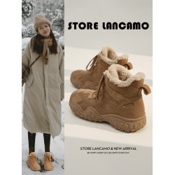 厚底雪地靴女2025冬季新款加絨加厚保暖時尚棉鞋戶外登山馬丁短靴