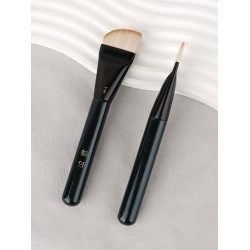 魅仔Y84斜圓粉底刷加調色盤扁頭刀鋒粉底液刷超薄無痕底妝化妝刷